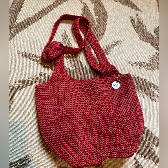 Deep Red ‘The Sak’ Crochet Shoulder Bag Set - Picture 2 of 13